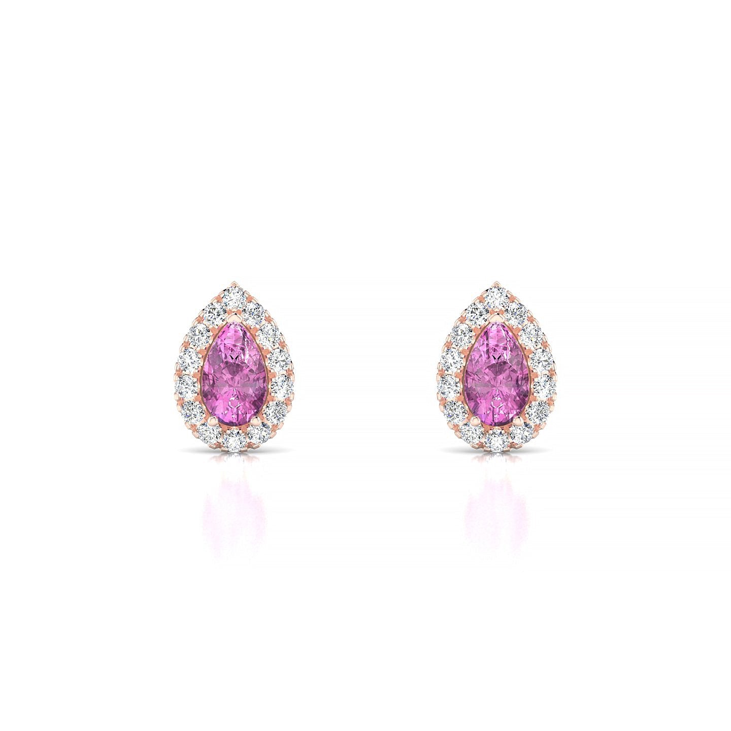 Solar | 18k Rose Gold 5 x 3 mm Pear Pink Sapphire Earrings