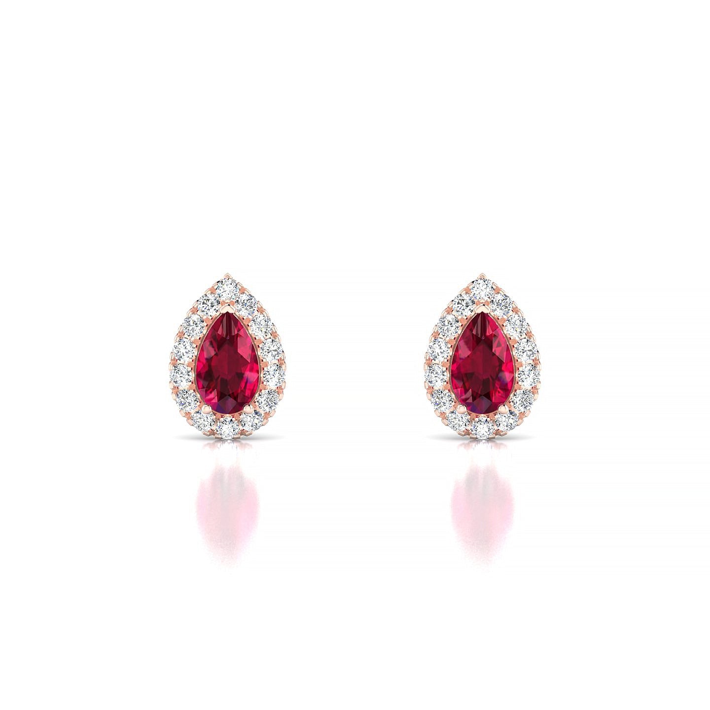 Solar | 18k Rose Gold 5 x 3 mm Pear Ruby Earrings