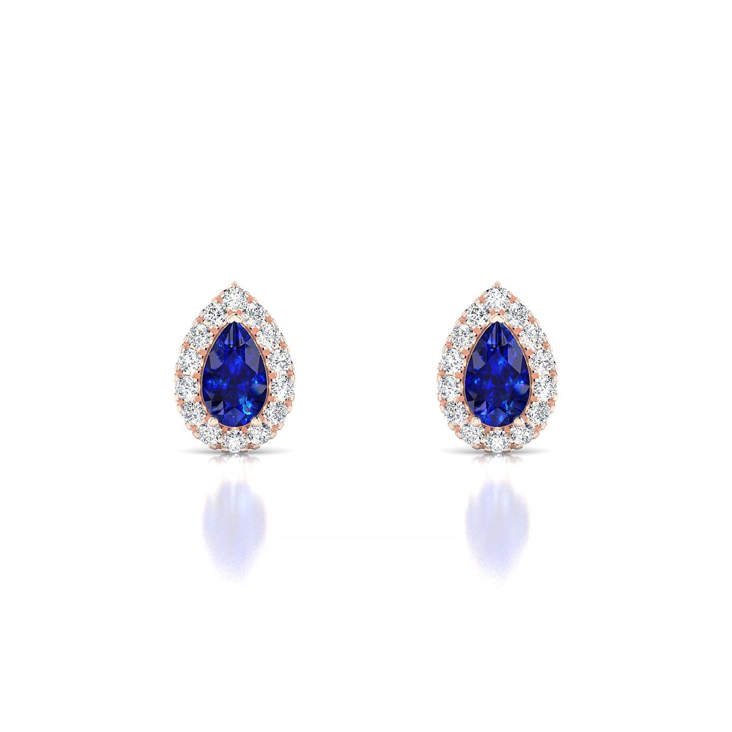 Solar | 18k Rose Gold 5 x 3 mm Pear Sapphire Earrings