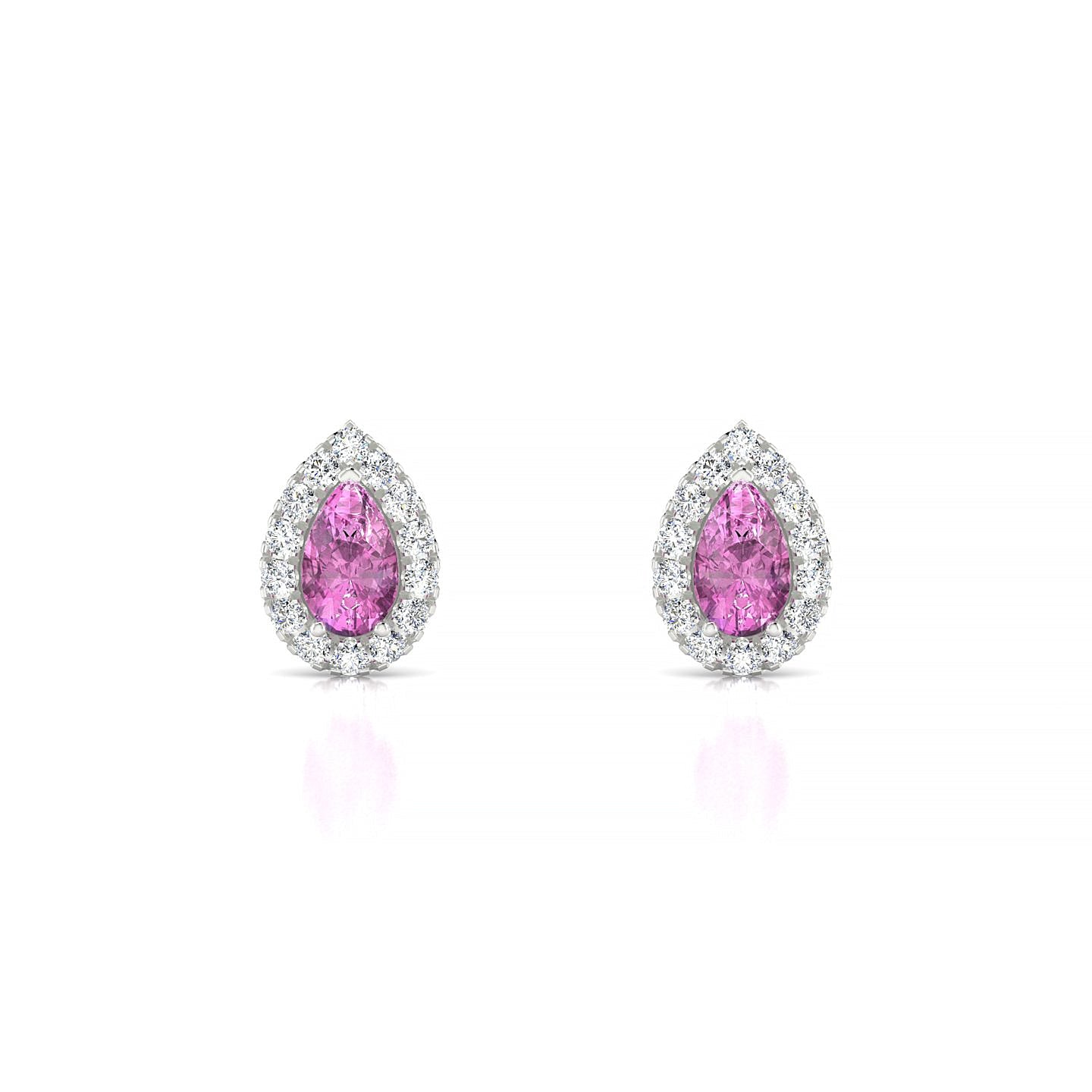 Solar | 18k White Gold 5 x 3 mm Pear Pink Sapphire Earrings