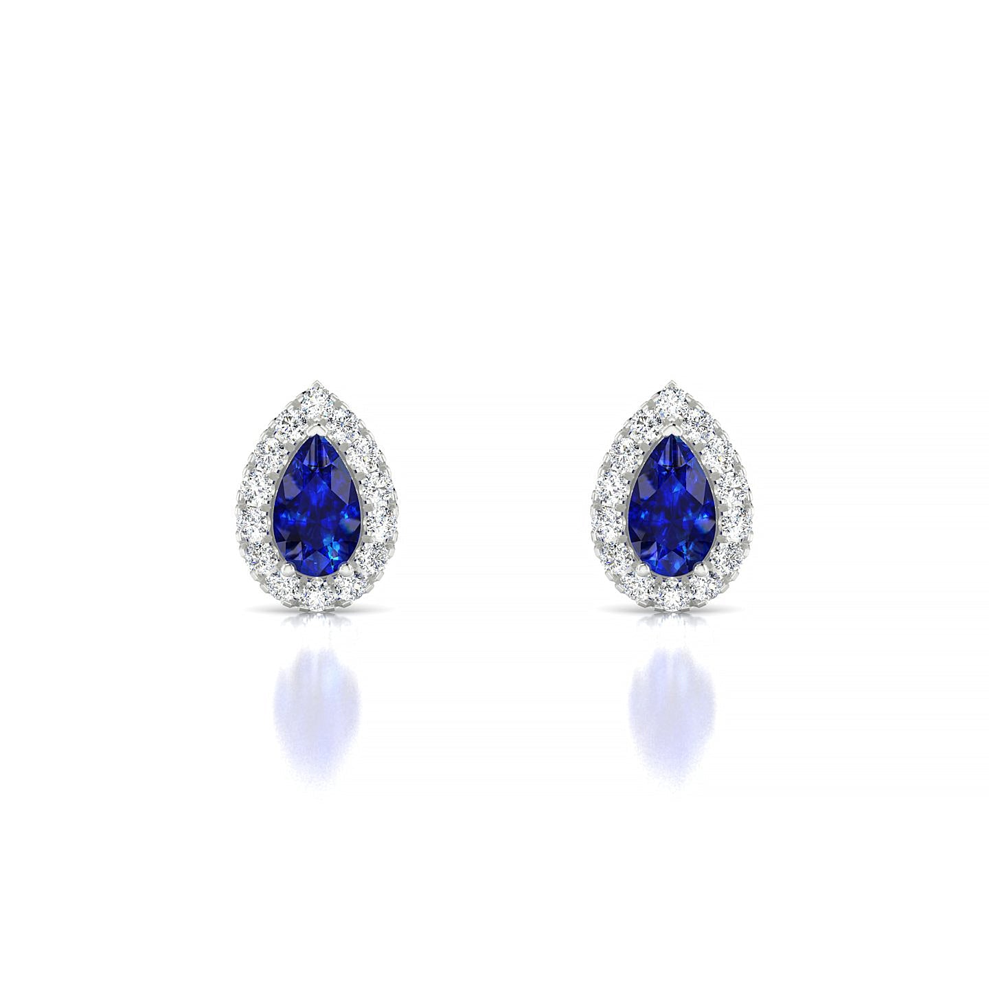Solar | 18k White Gold 5 x 3 mm Pear Sapphire Earrings