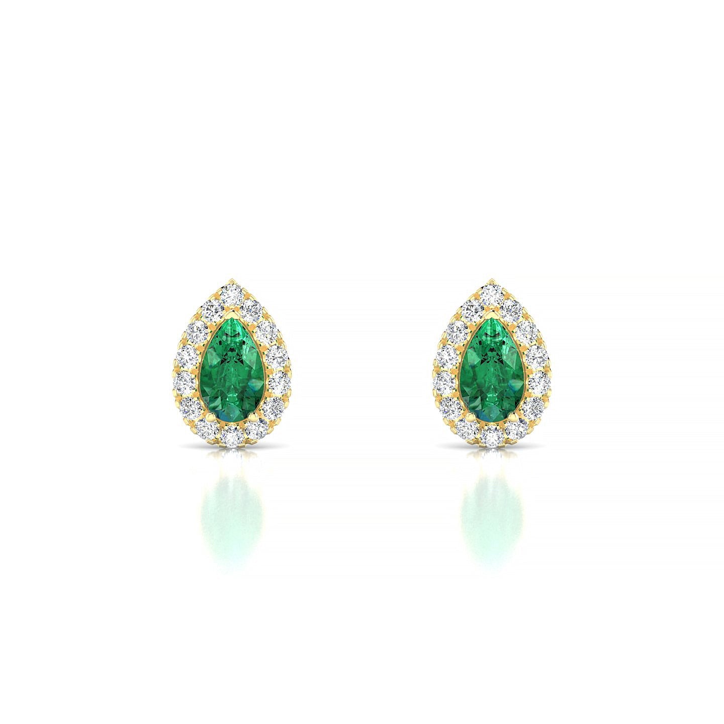 Solar | 18k Yellow Gold 5 x 3 mm Pear Emerald Earrings