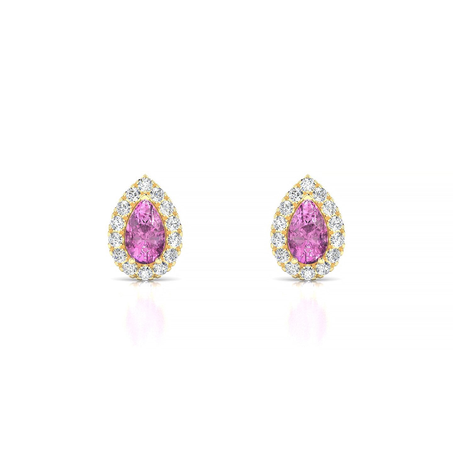 Solar | 18k Yellow Gold 5 x 3 mm Pear Pink Sapphire Earrings