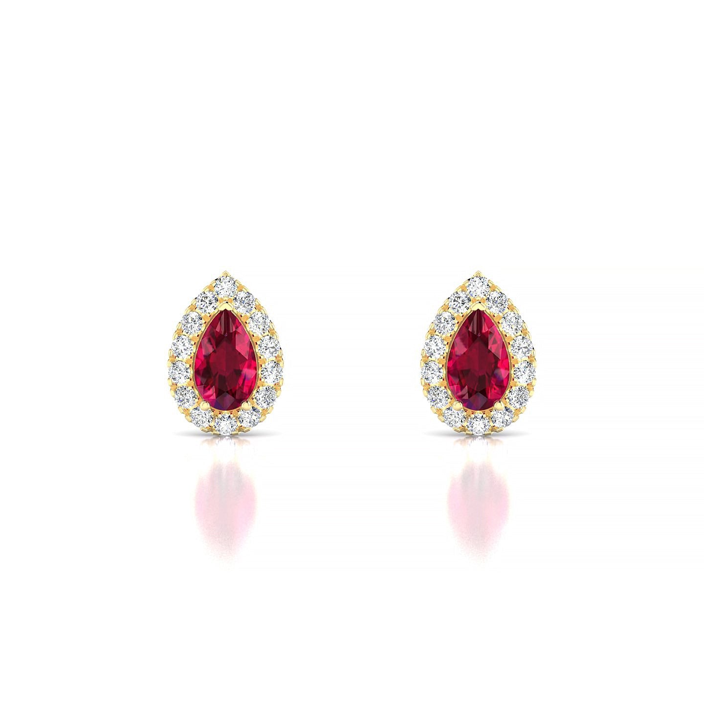 Solar | 18k Yellow Gold 5 x 3 mm Pear Ruby Earrings