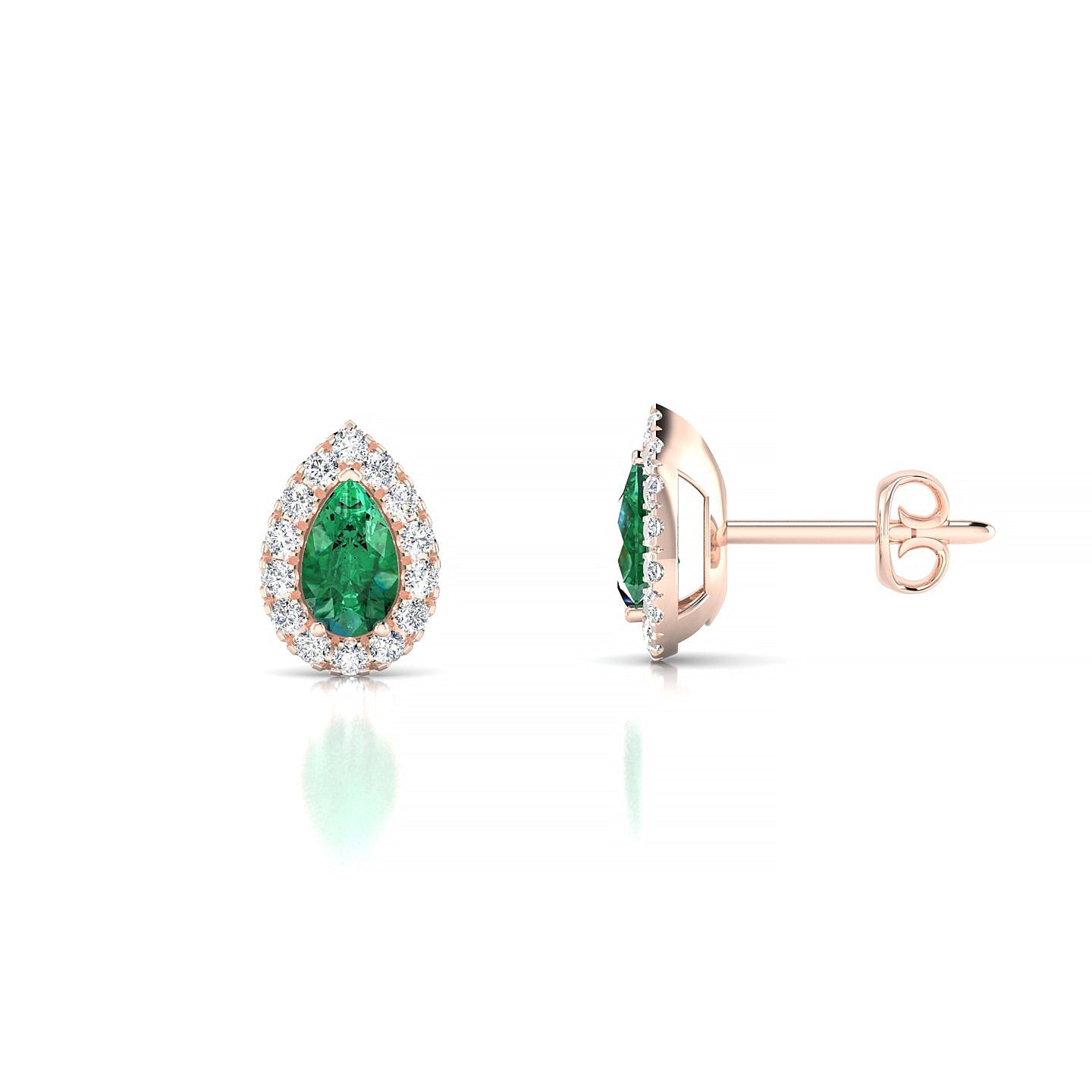 Solar | 18k Rose Gold 5 x 3 mm Pear Emerald Earrings