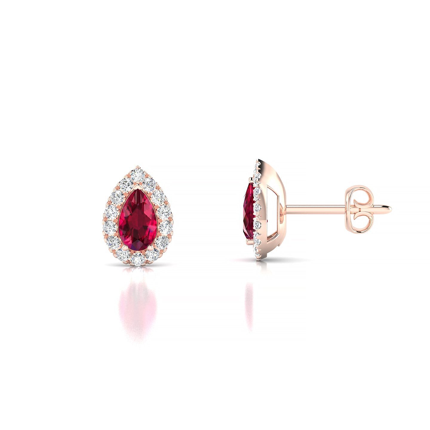 Solar | 18k Rose Gold 5 x 3 mm Pear Ruby Earrings