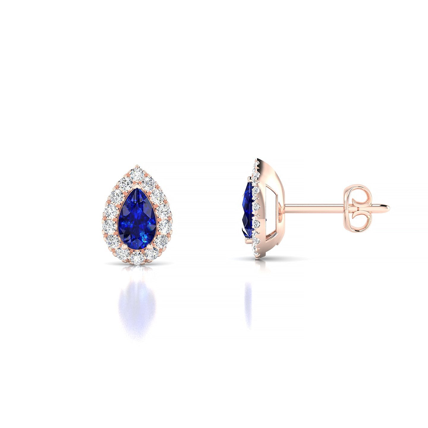 Solar | 18k Rose Gold 5 x 3 mm Pear Sapphire Earrings