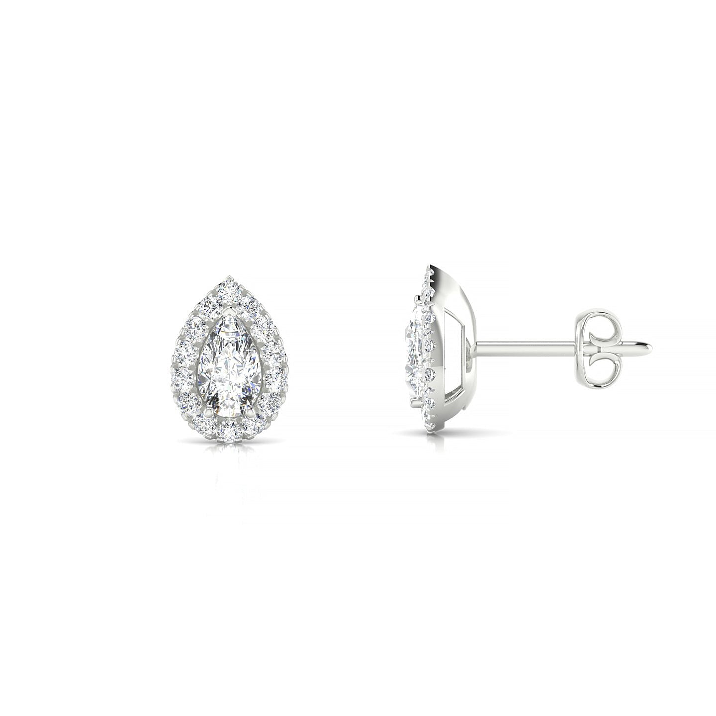 Solar | 18k White Gold 5 x 3 mm Pear Diamond Earrings