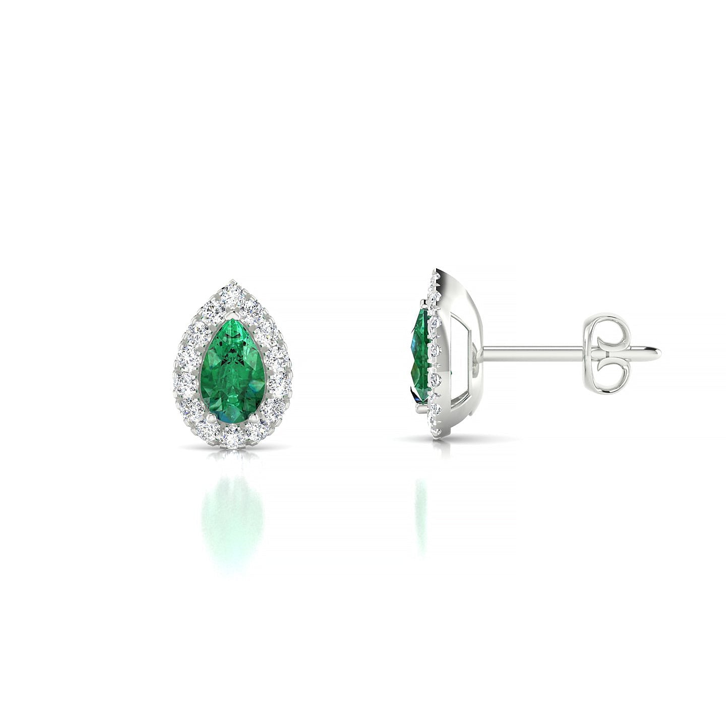 Solar | 18k White Gold 5 x 3 mm Pear Emerald Earrings