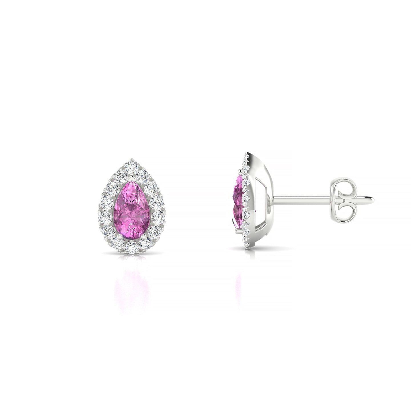 Solar | 18k White Gold 5 x 3 mm Pear Pink Sapphire Earrings