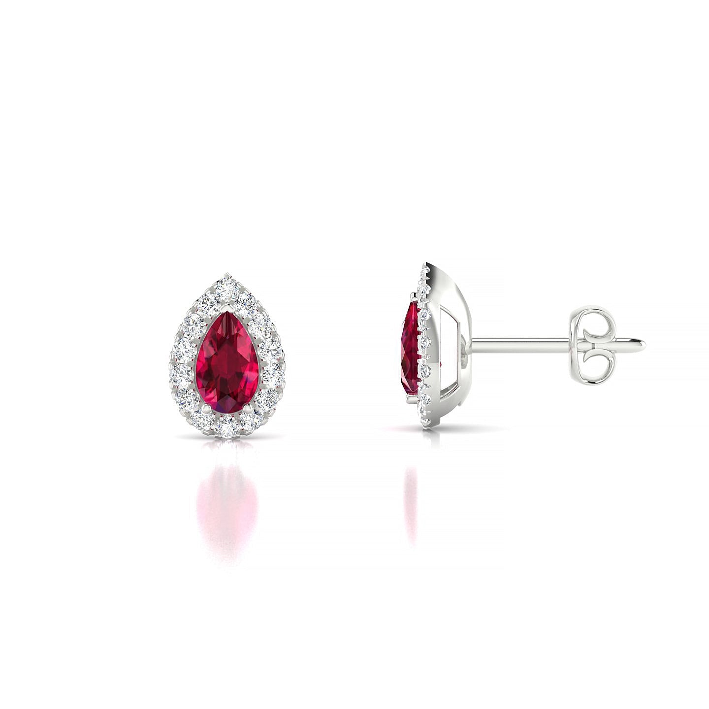 Solar | 18k White Gold 5 x 3 mm Pear Ruby Earrings