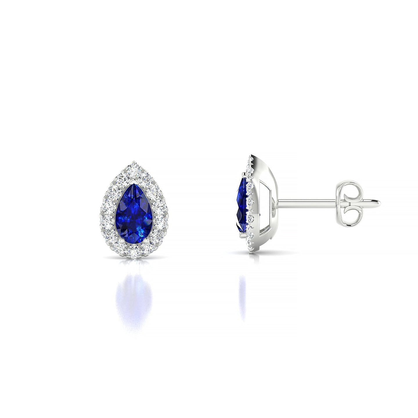 Solar | 18k White Gold 5 x 3 mm Pear Sapphire Earrings