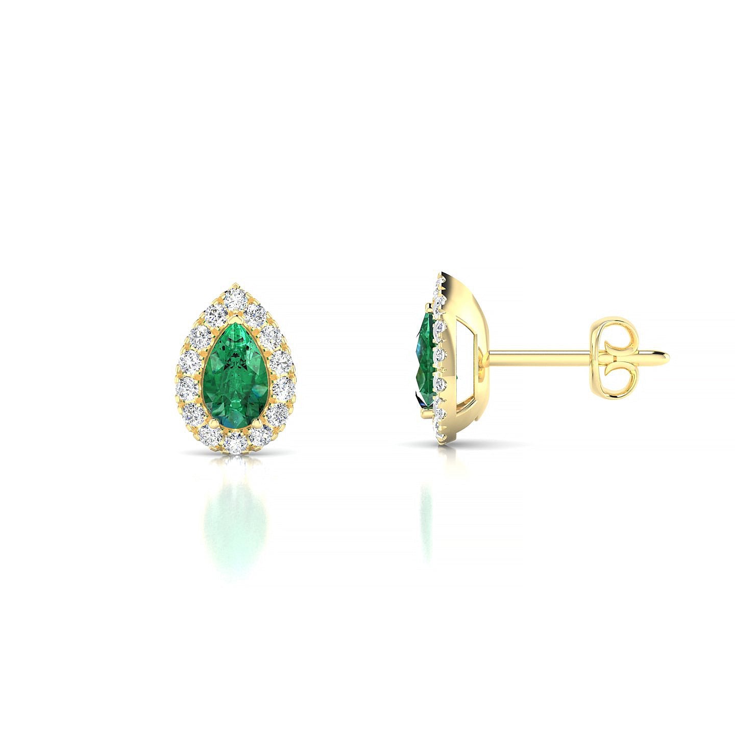 Solar | 18k Yellow Gold 5 x 3 mm Pear Emerald Earrings