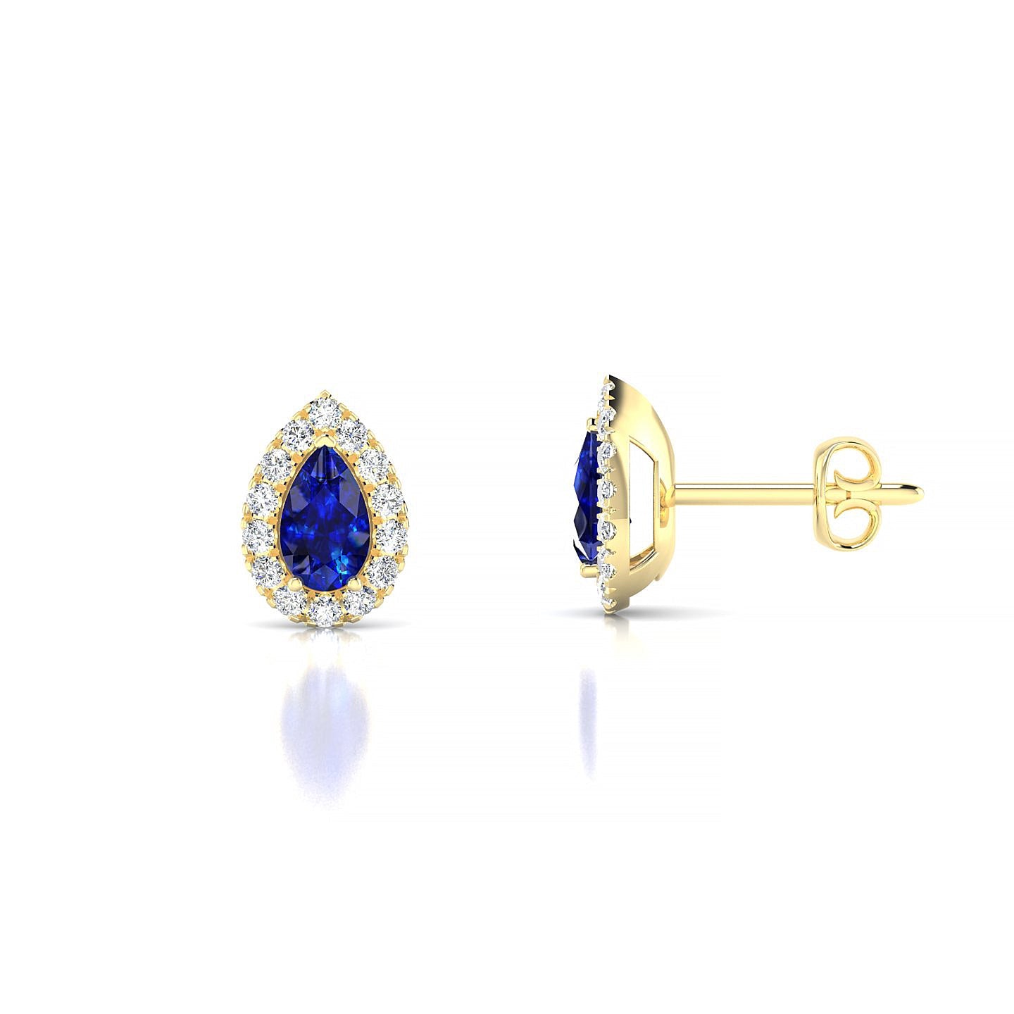 Solar | 18k Yellow Gold 5 x 3 mm Pear Sapphire Earrings