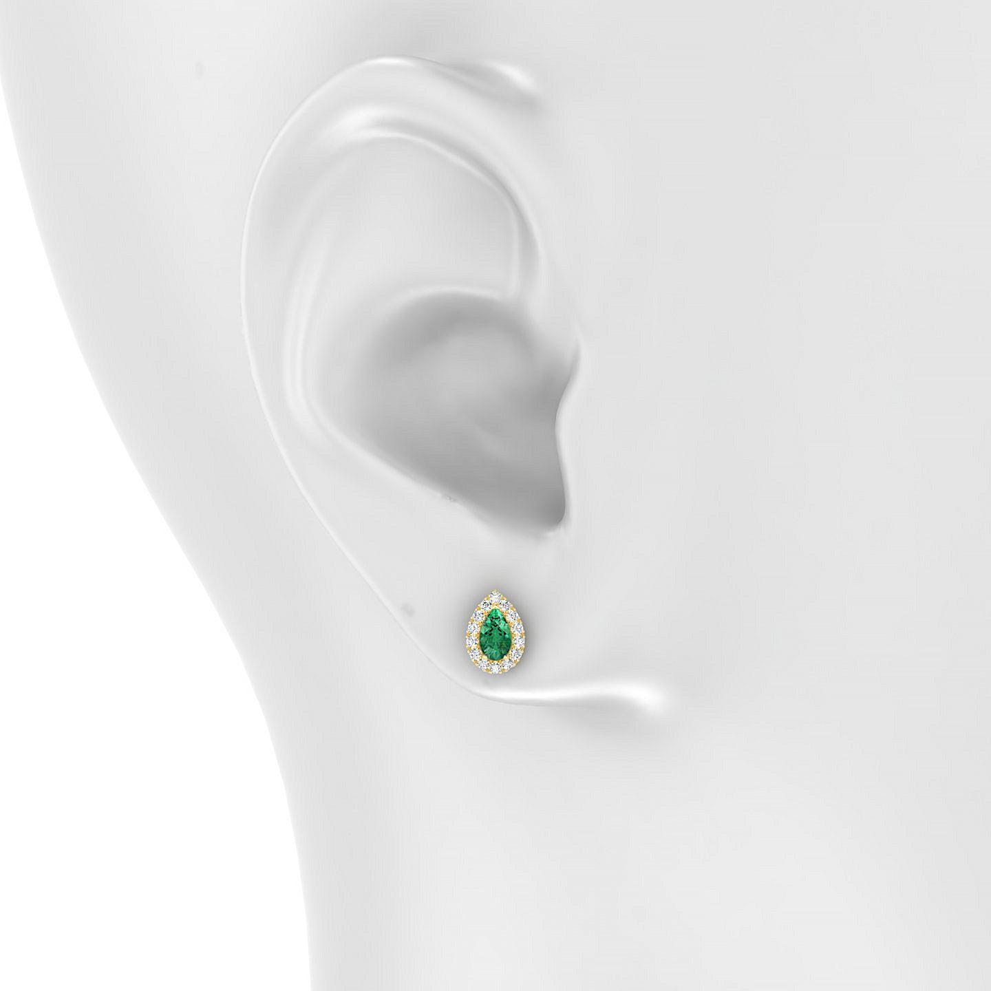 Solar | 18k Yellow Gold 5 x 3 mm Pear Emerald Earrings