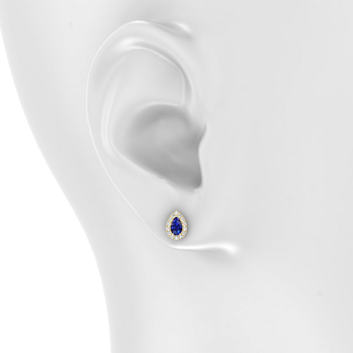 Solar | 18k Yellow Gold 5 x 3 mm Pear Sapphire Earrings