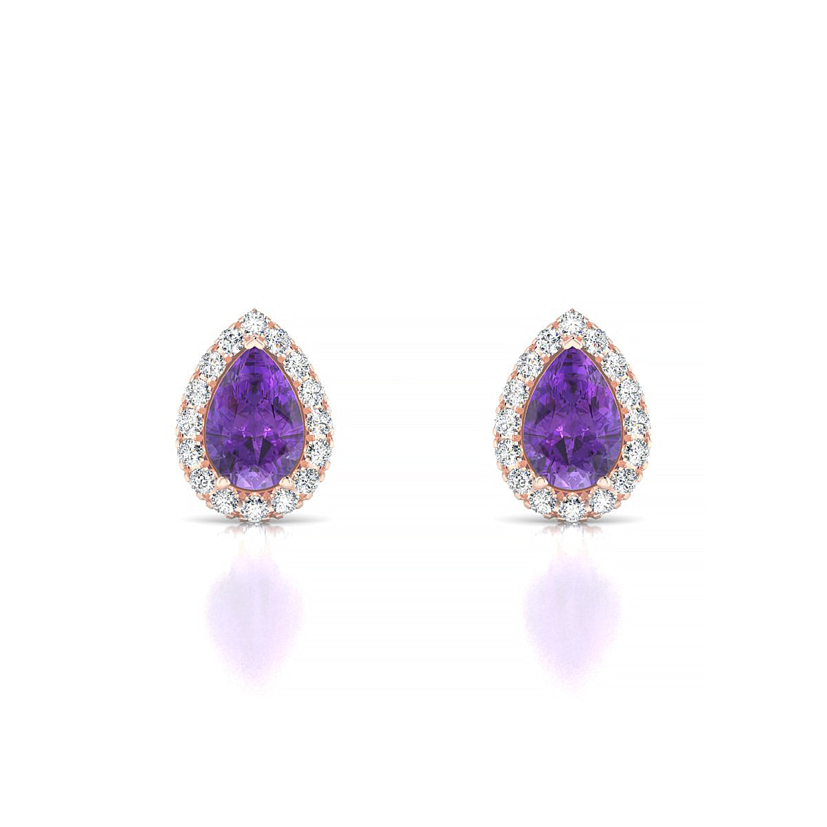 Solar | 18k Rose Gold 6 x 4 mm Pear Amethyst Earrings