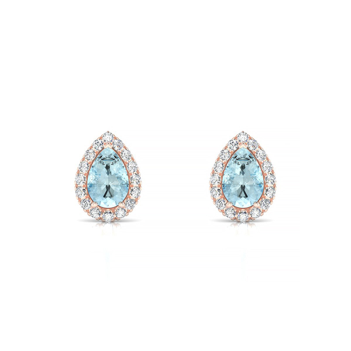 Solar | 18k Rose Gold 6 x 4 mm Pear Aquamarine Earrings