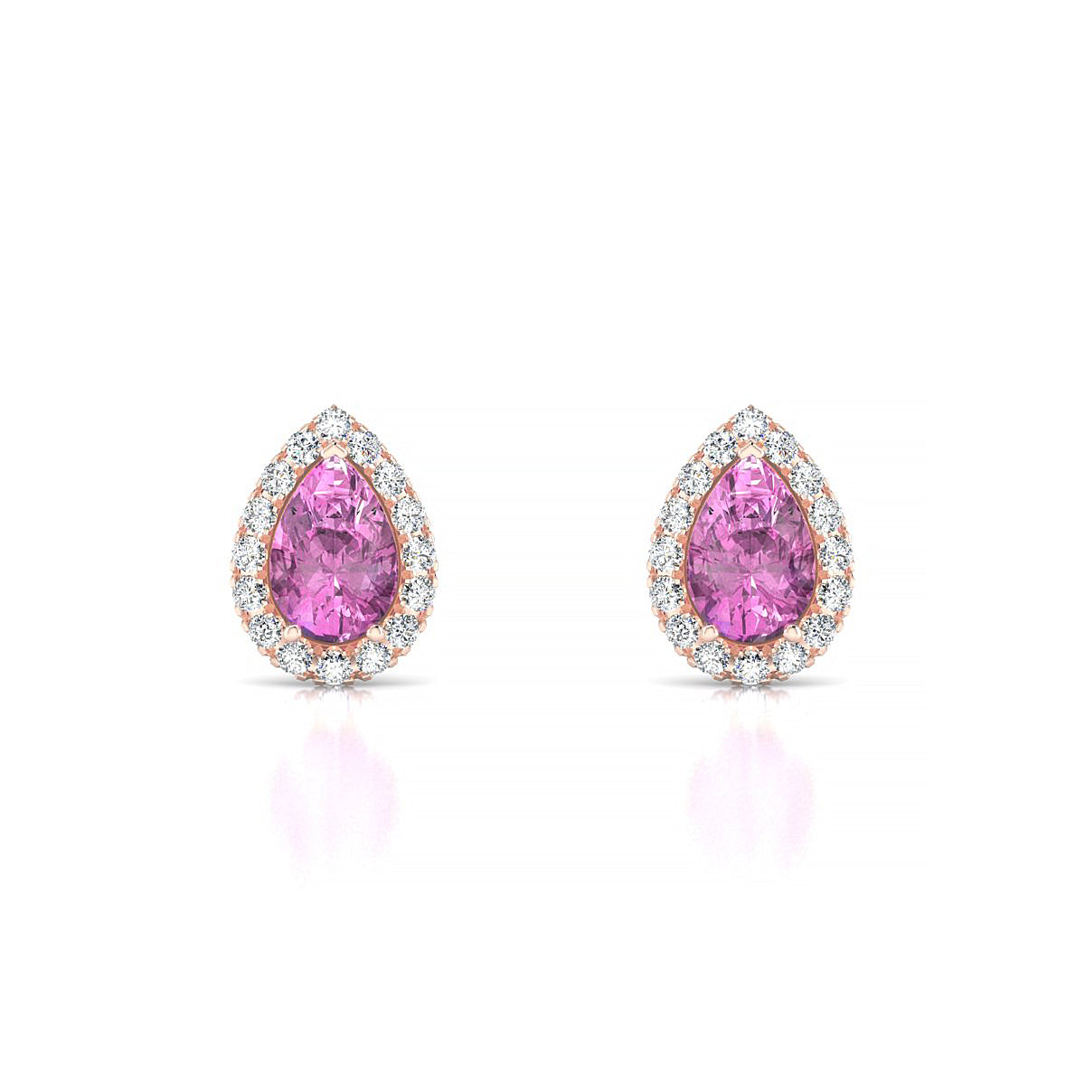 Solar | 18k Rose Gold 6 x 4 mm Pear Pink Sapphire Earrings