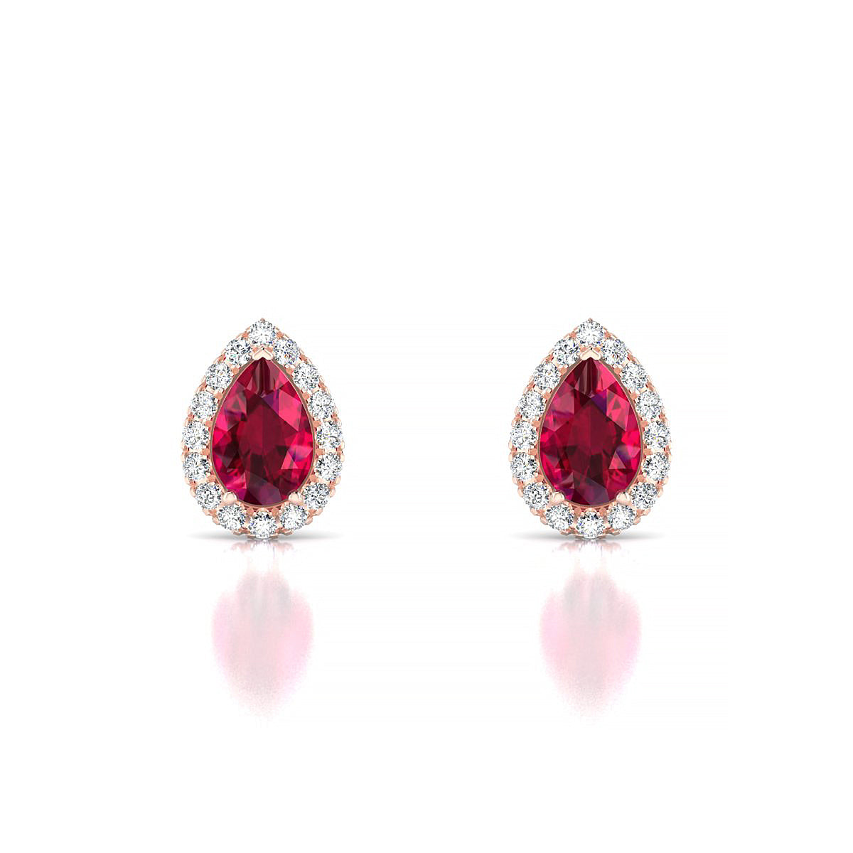 Solar | 18k Rose Gold 6 x 4 mm Pear Ruby Earrings
