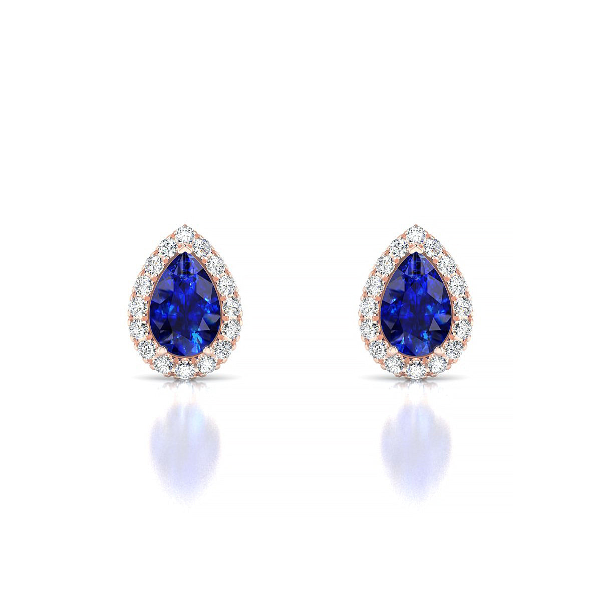 Solar | 18k Rose Gold 6 x 4 mm Pear Sapphire Earrings