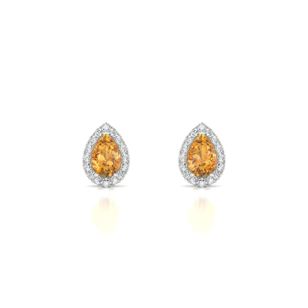 Solar | 18k White Gold 6 x 4 mm Pear Citrine Earrings