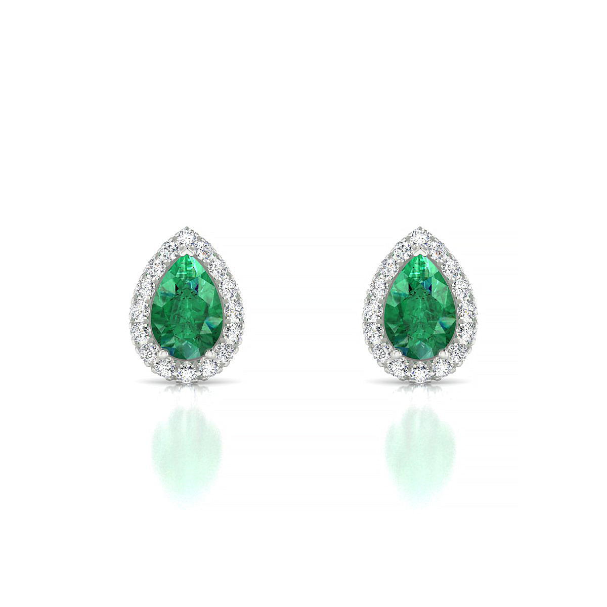 Solar | 18k White Gold 6 x 4 mm Pear Emerald Earrings