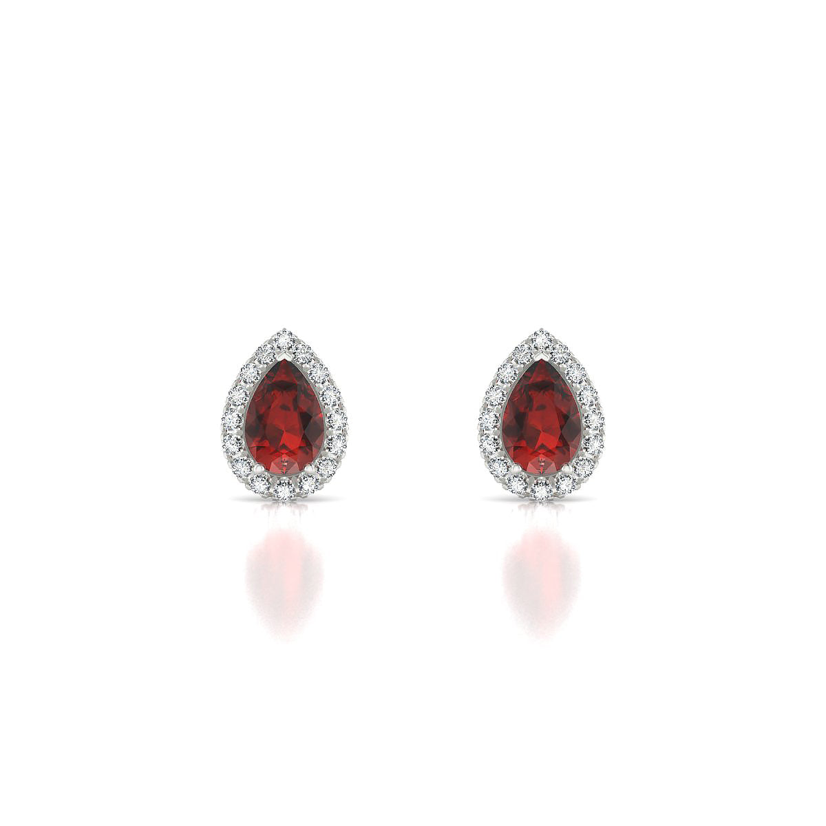 Solar | 18k White Gold 6 x 4 mm Pear Garnet Earrings