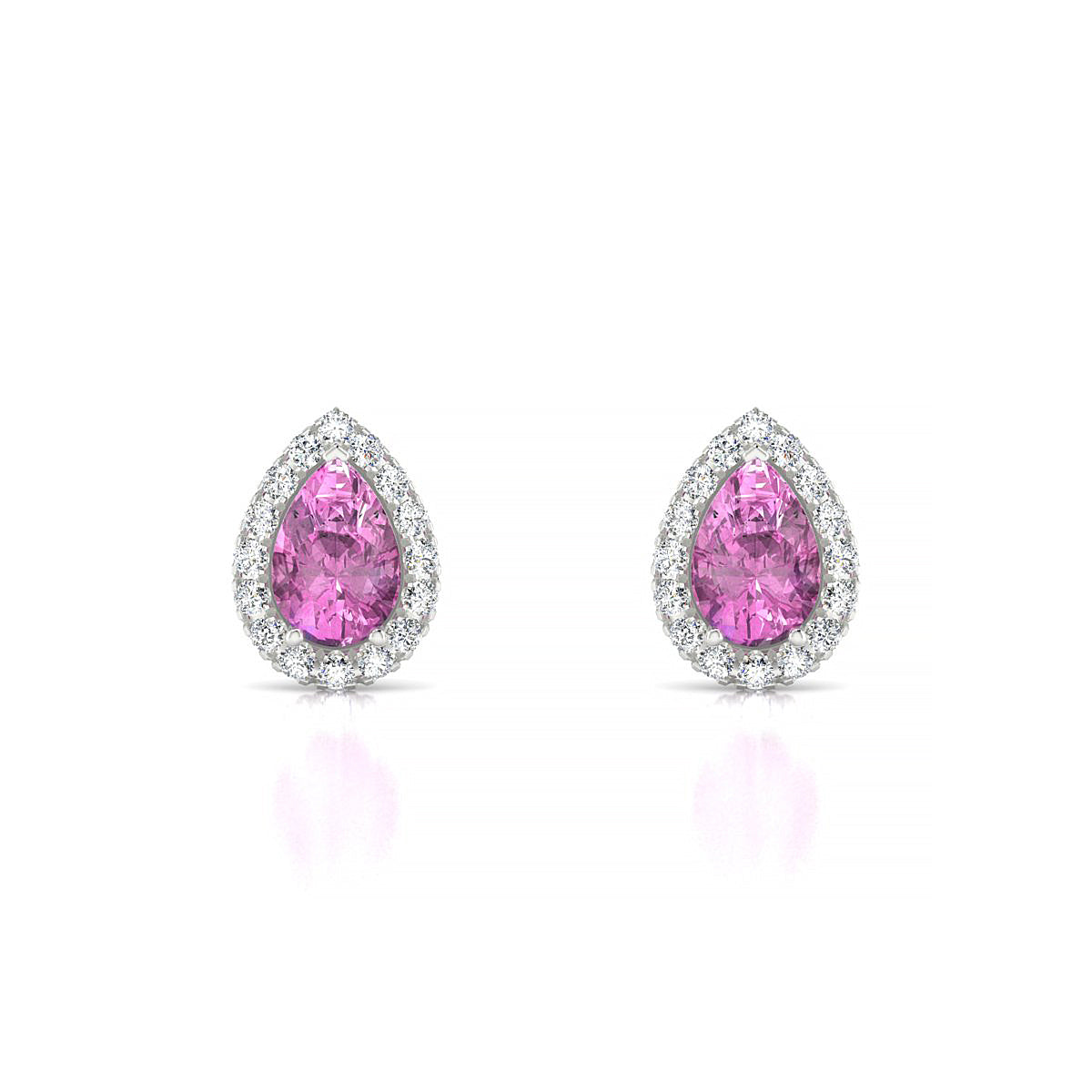 Solar | 18k White Gold 6 x 4 mm Pear Pink Sapphire Earrings