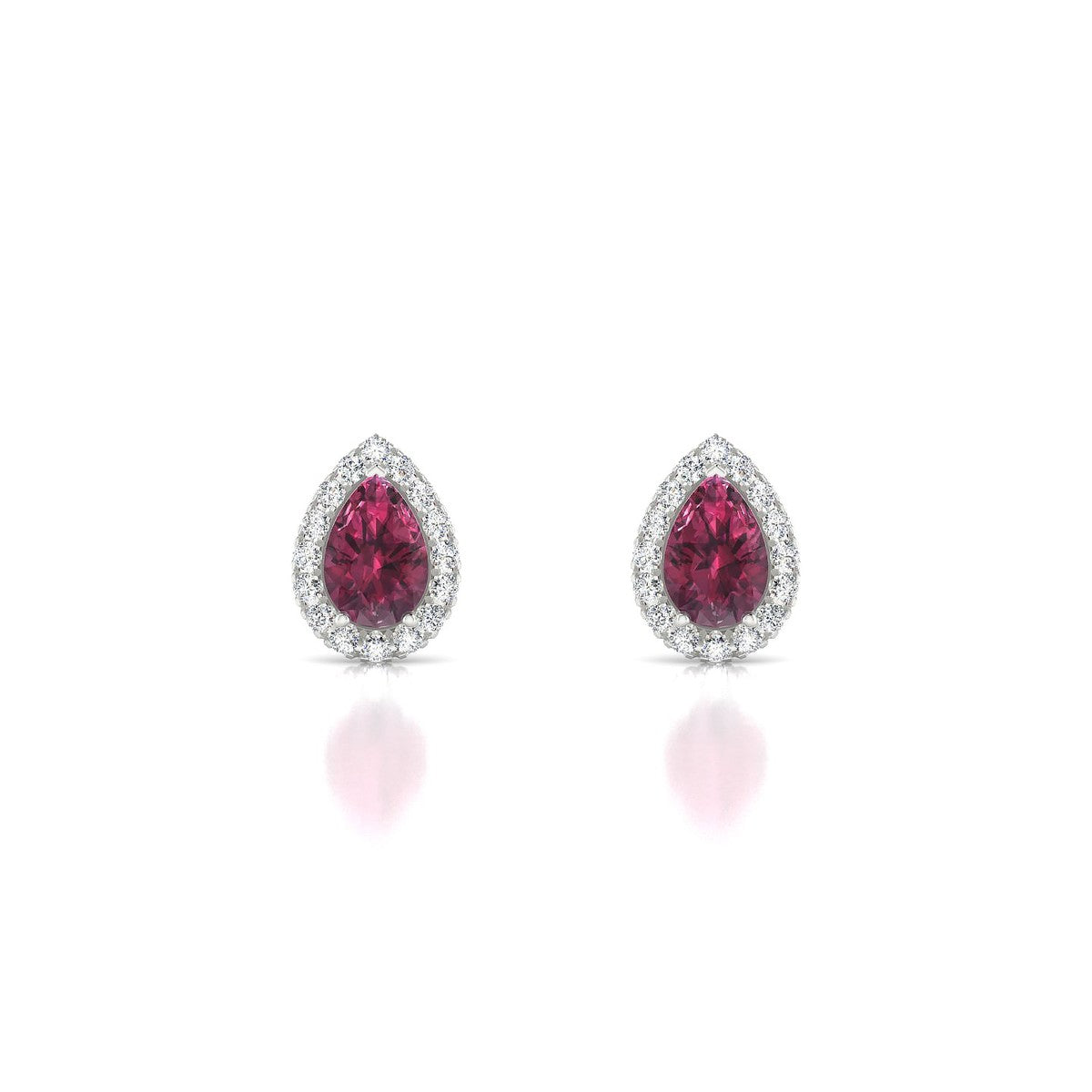 Solar | 18k White Gold 6 x 4 mm Pear Rhodolite Earrings