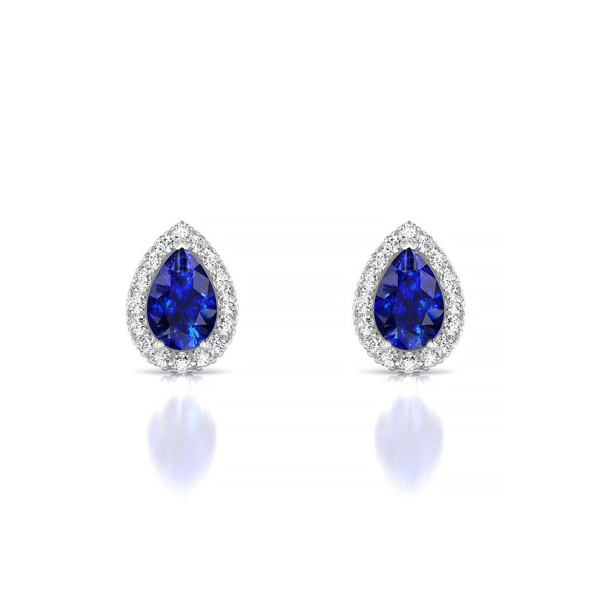 Solar | 18k White Gold 6 x 4 mm Pear Sapphire Earrings