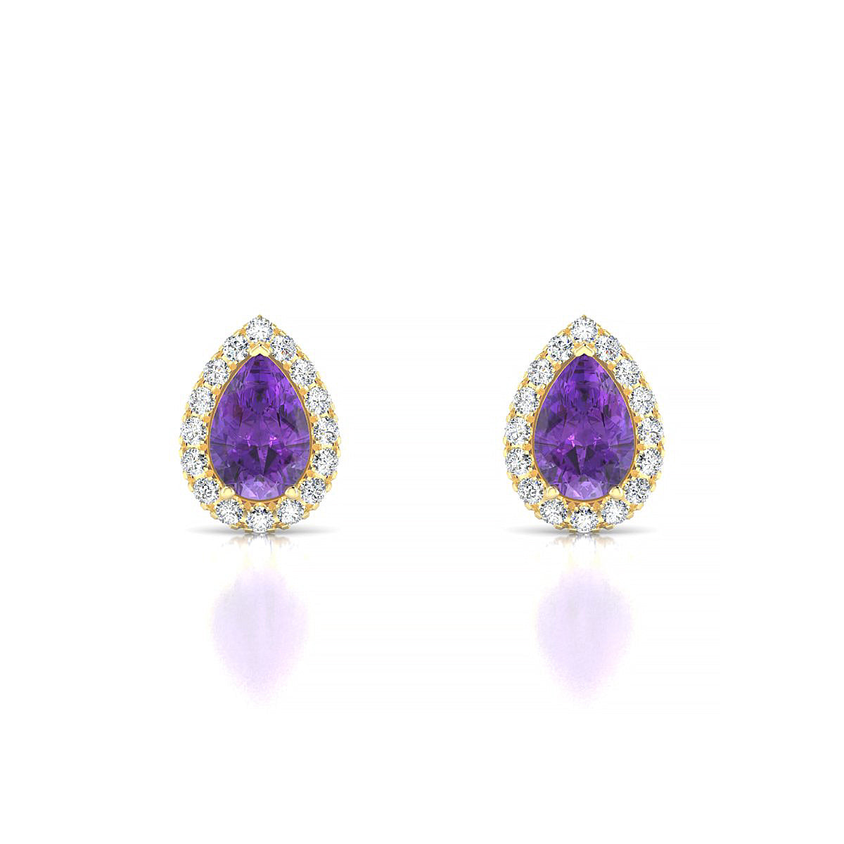 Solar | 18k Yellow Gold 6 x 4 mm Pear Amethyst Earrings