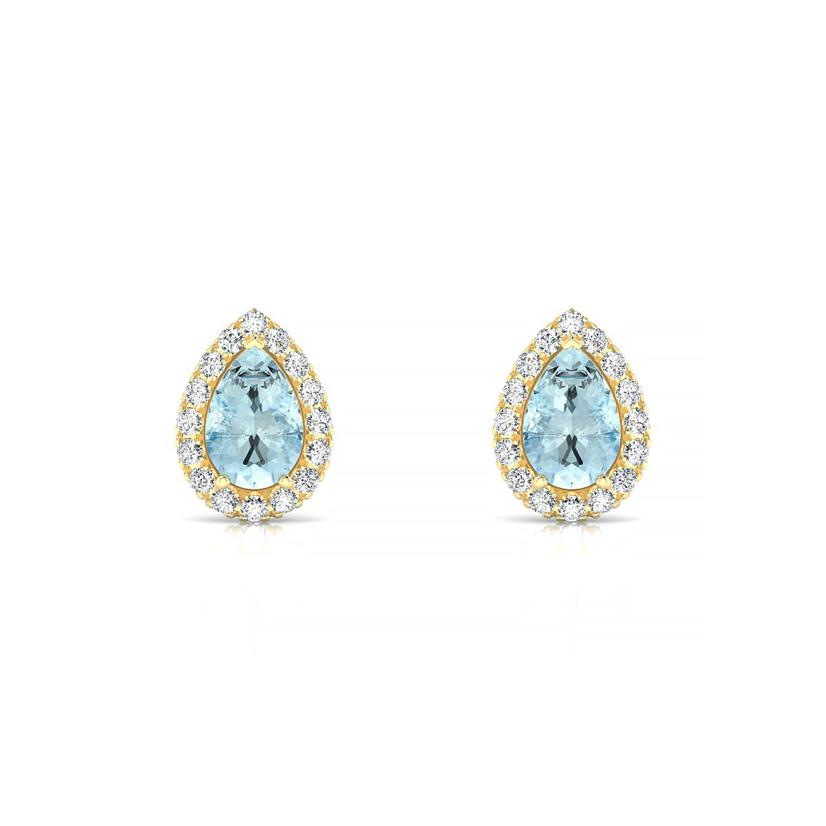Solar | 18k Yellow Gold 6 x 4 mm Pear Aquamarine Earrings