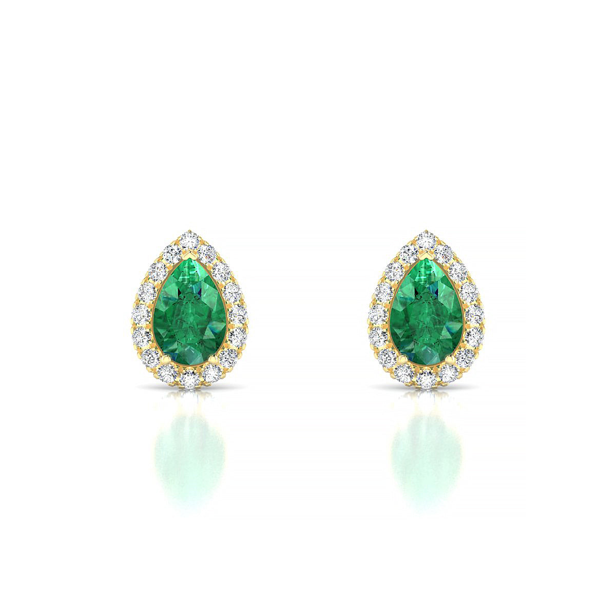 Solar | 18k Yellow Gold 6 x 4 mm Pear Emerald Earrings