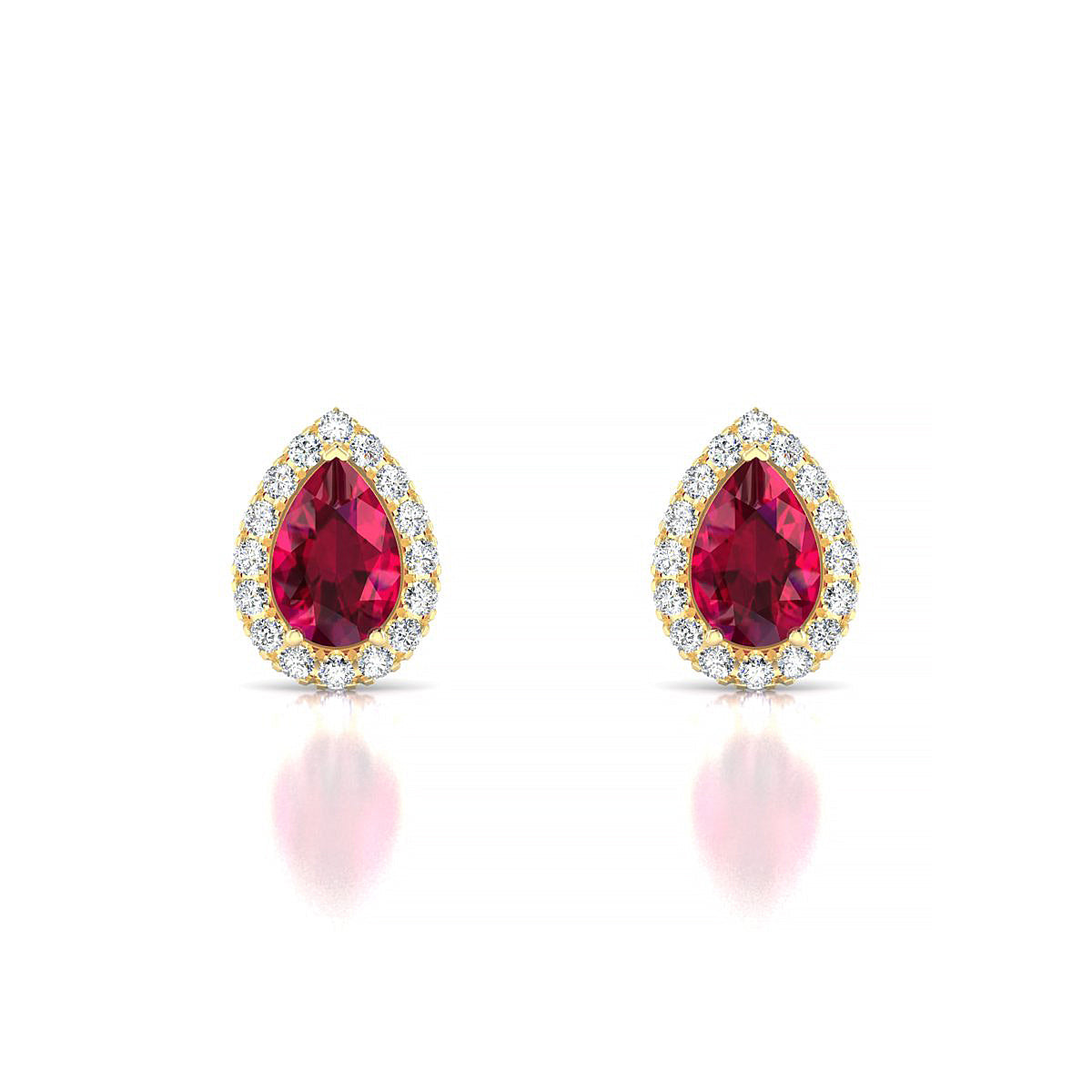 Solar | 18k Yellow Gold 6 x 4 mm Pear Ruby Earrings