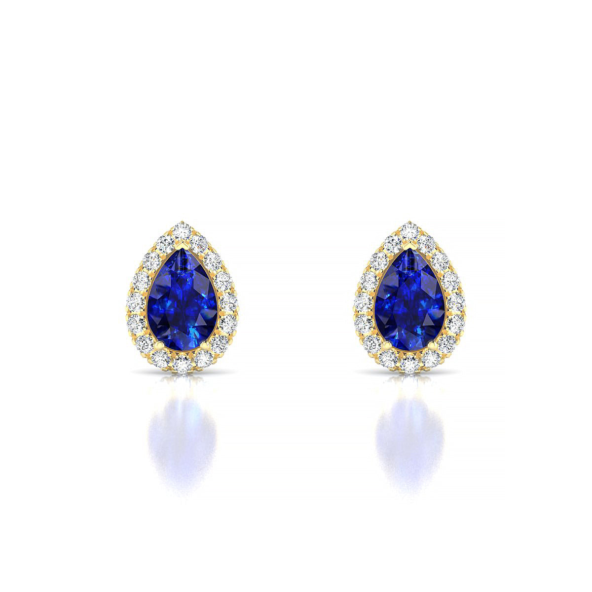 Solar | 18k Yellow Gold 6 x 4 mm Pear Sapphire Earrings