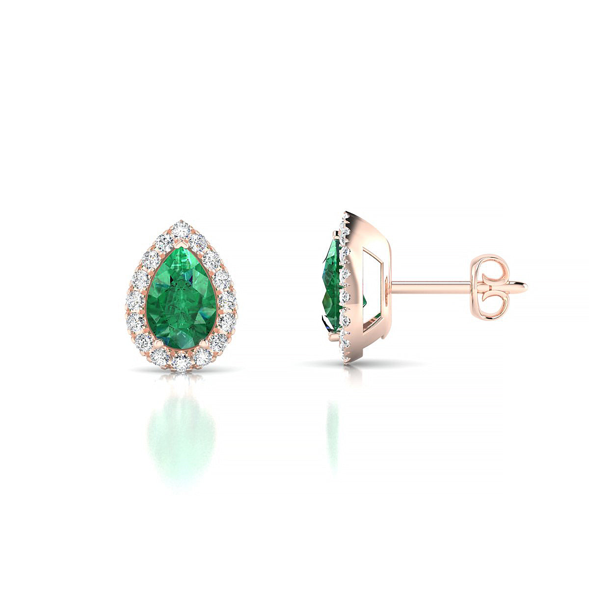 Solar | 18k Rose Gold 6 x 4 mm Pear Emerald Earrings