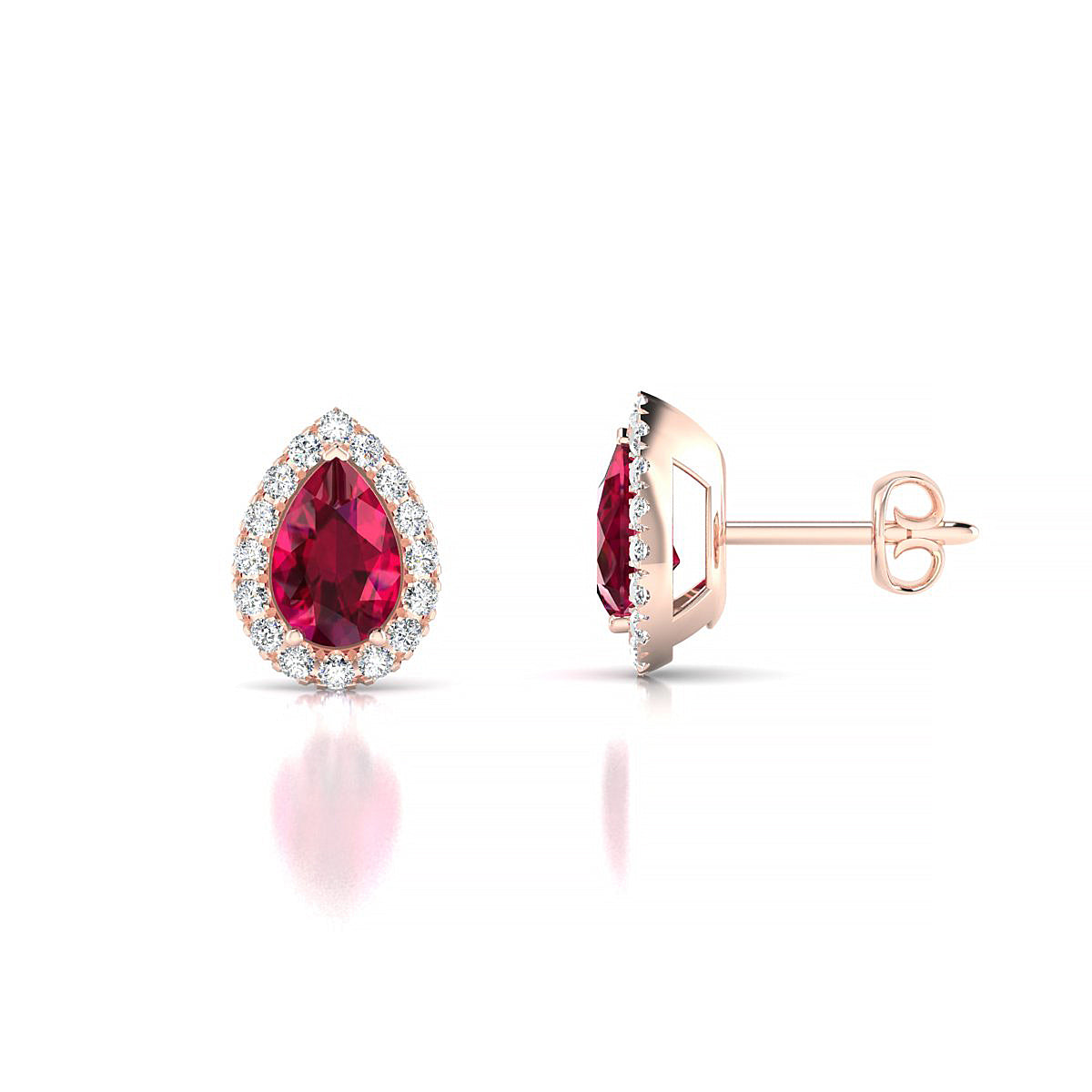 Solar | 18k Rose Gold 6 x 4 mm Pear Ruby Earrings