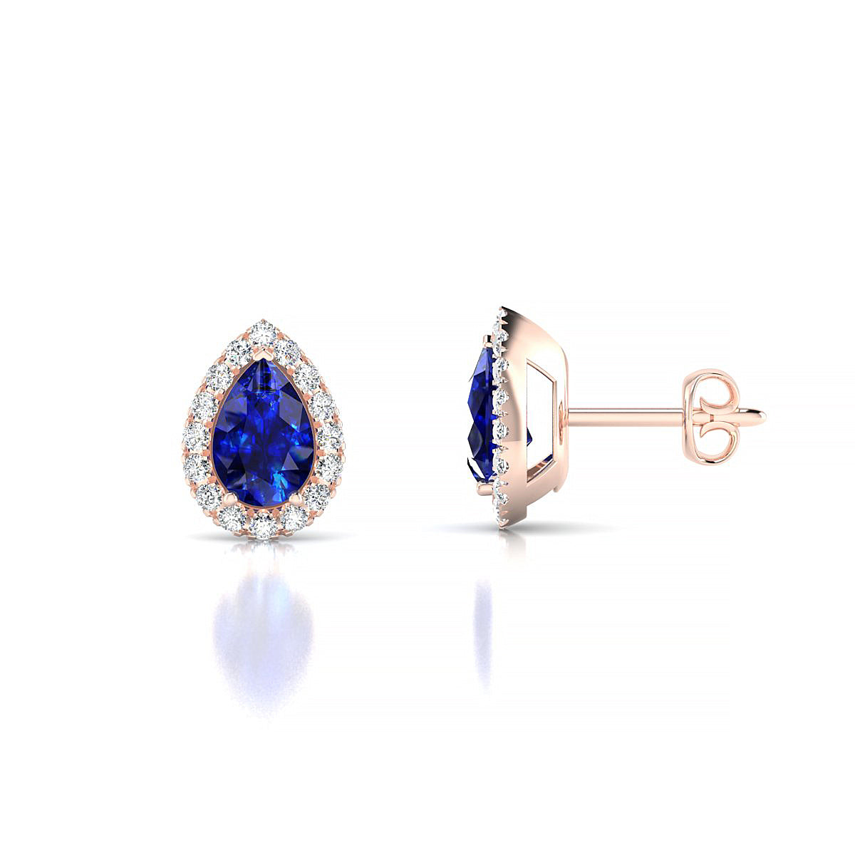 Solar | 18k Rose Gold 6 x 4 mm Pear Sapphire Earrings