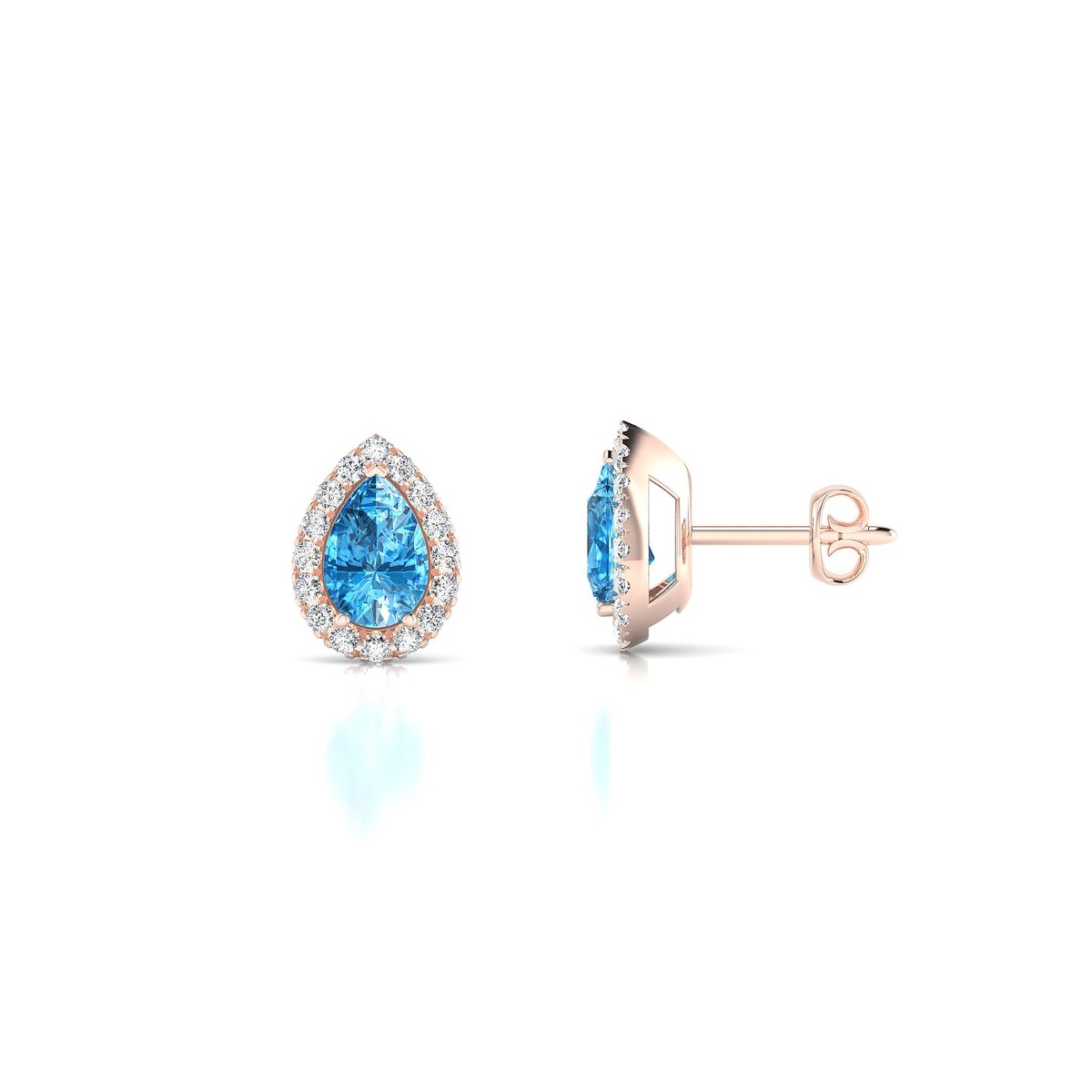 Solar | 18k Rose Gold 6 x 4 mm Pear Topaz Earrings