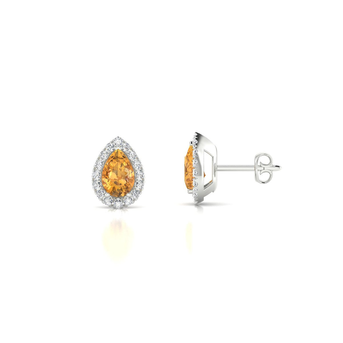 Solar | 18k White Gold 6 x 4 mm Pear Citrine Earrings