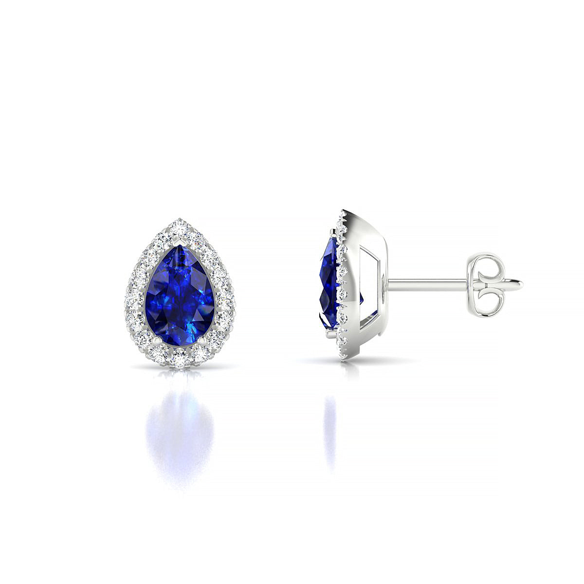 Solar | 18k White Gold 6 x 4 mm Pear Sapphire Earrings