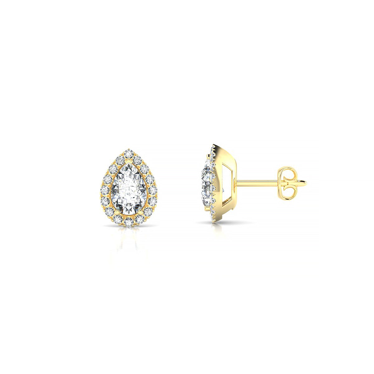Solar | 18k Yellow Gold 6 x 4 mm Pear Diamond Earrings