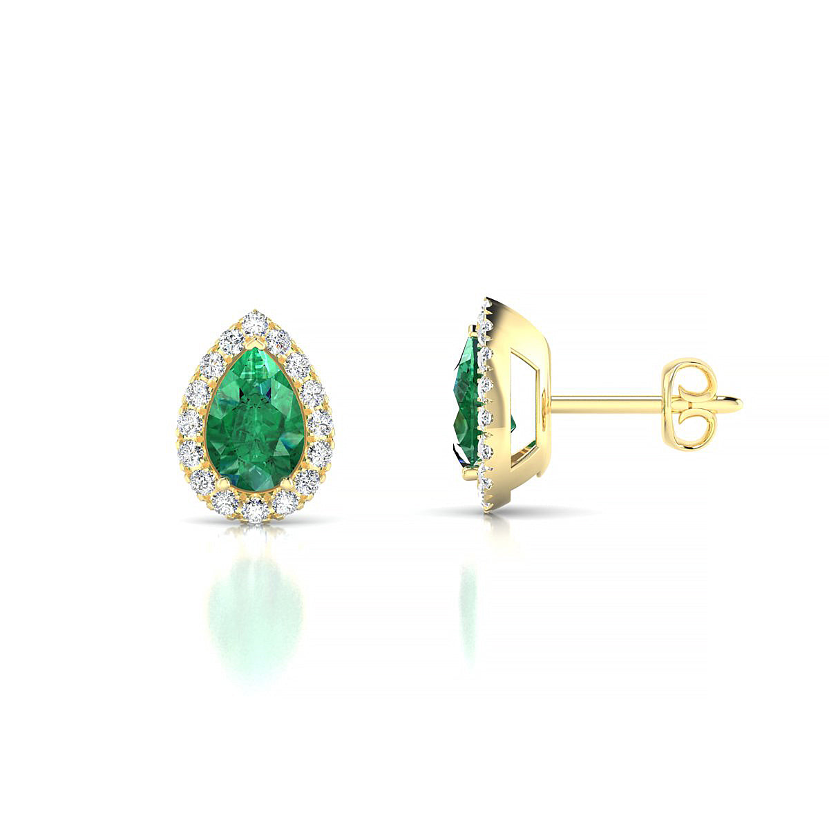 Solar | 18k Yellow Gold 6 x 4 mm Pear Emerald Earrings