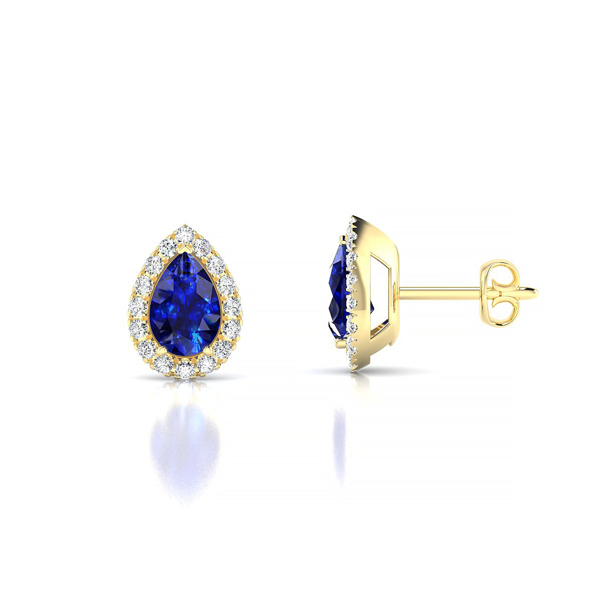 Solar | 18k Yellow Gold 6 x 4 mm Pear Sapphire Earrings