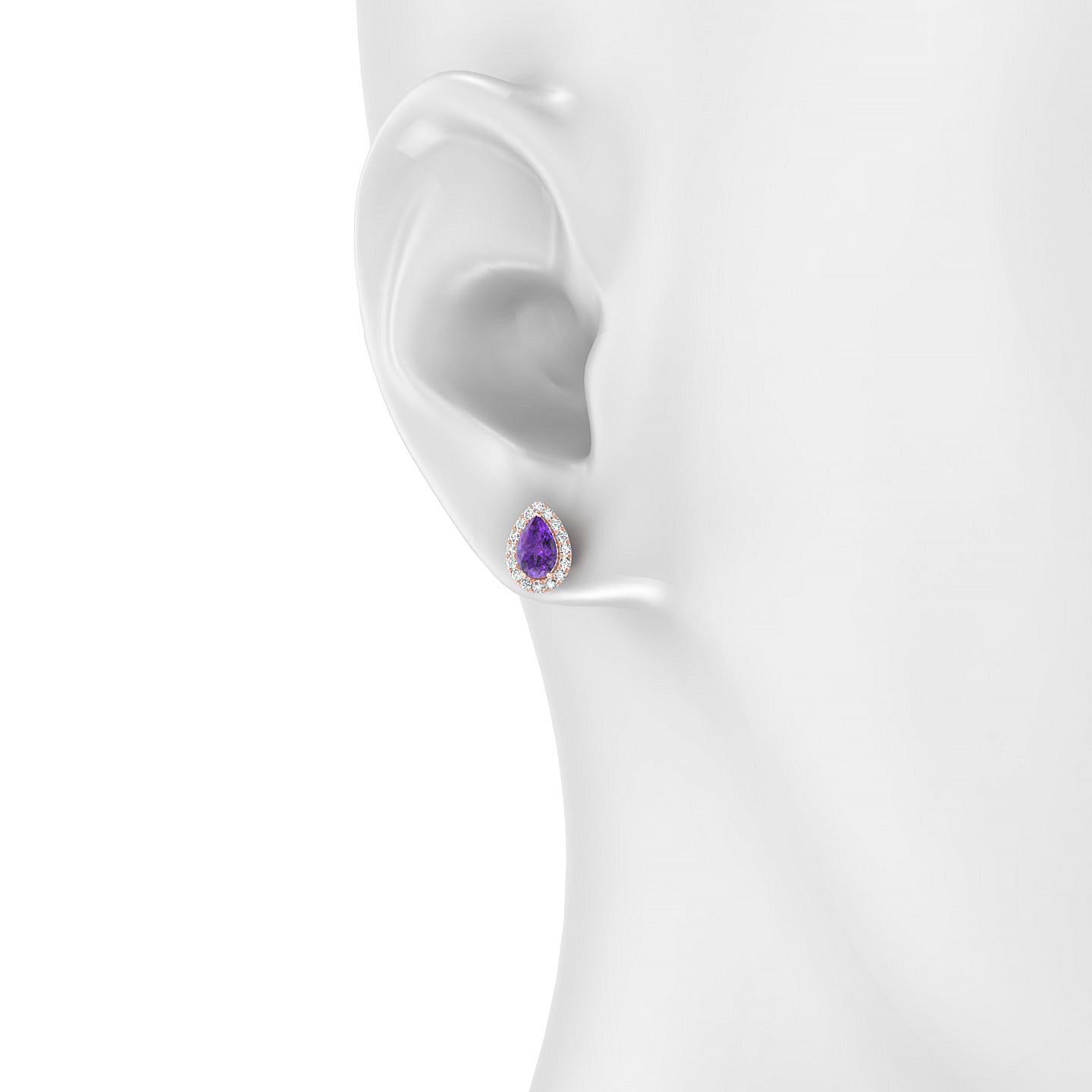 Solar | 18k Rose Gold 6 x 4 mm Pear Amethyst Earrings