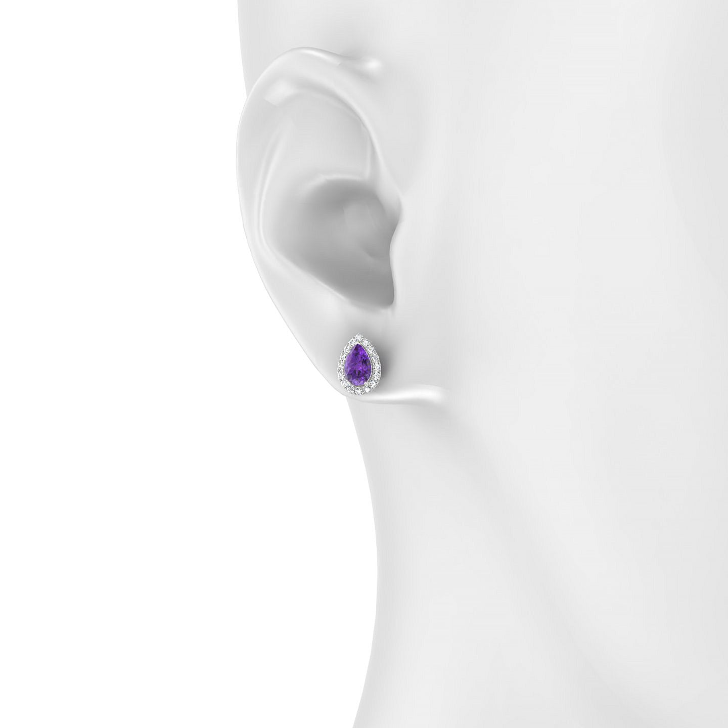 Solar | 18k White Gold 6 x 4 mm Pear Amethyst Earrings