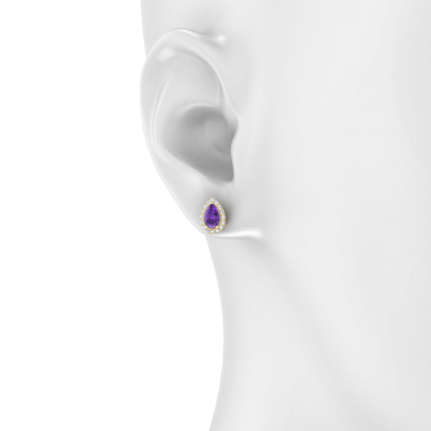 Solar | 18k Yellow Gold 6 x 4 mm Pear Amethyst Earrings