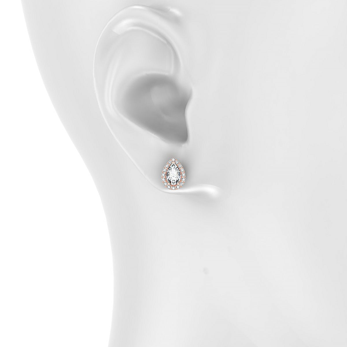 Solar | 18k Rose Gold 6 x 4 mm Pear Diamond Earrings