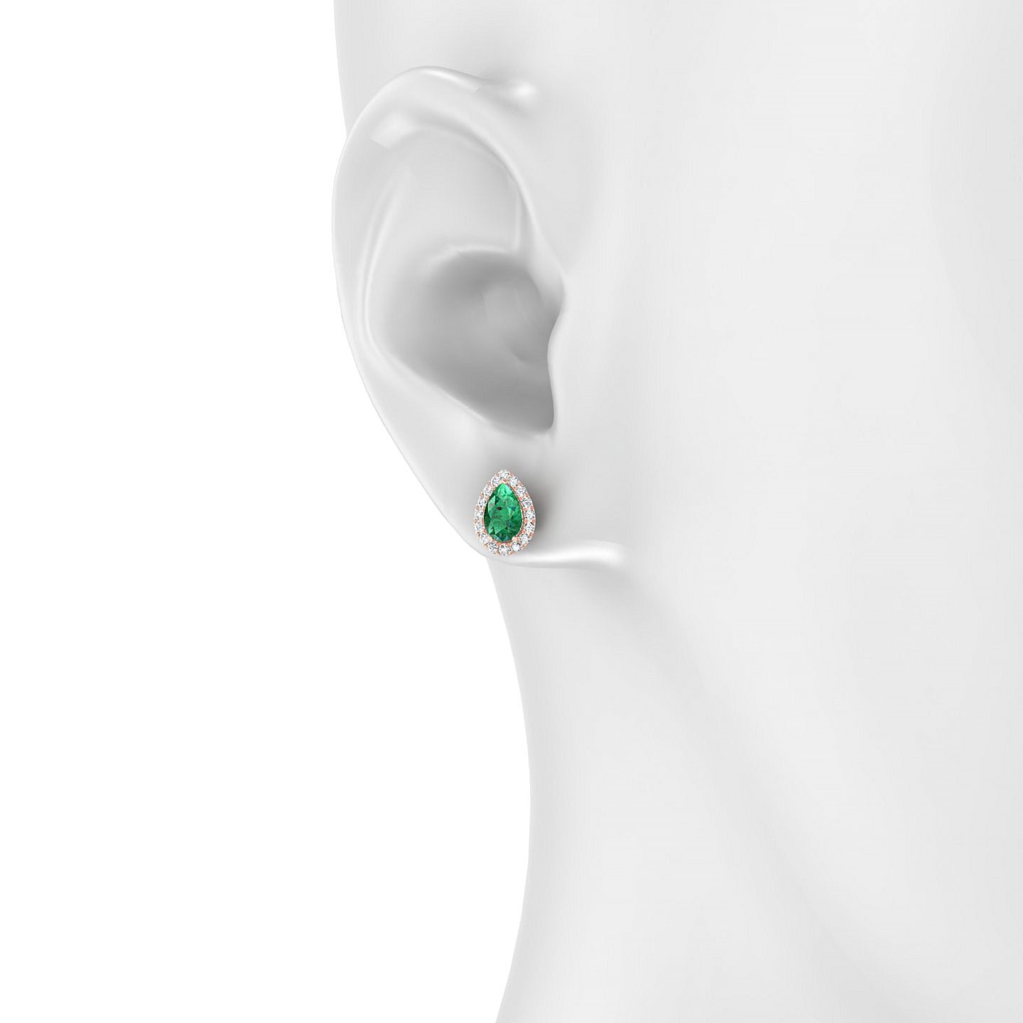 Solar | 18k Rose Gold 6 x 4 mm Pear Emerald Earrings